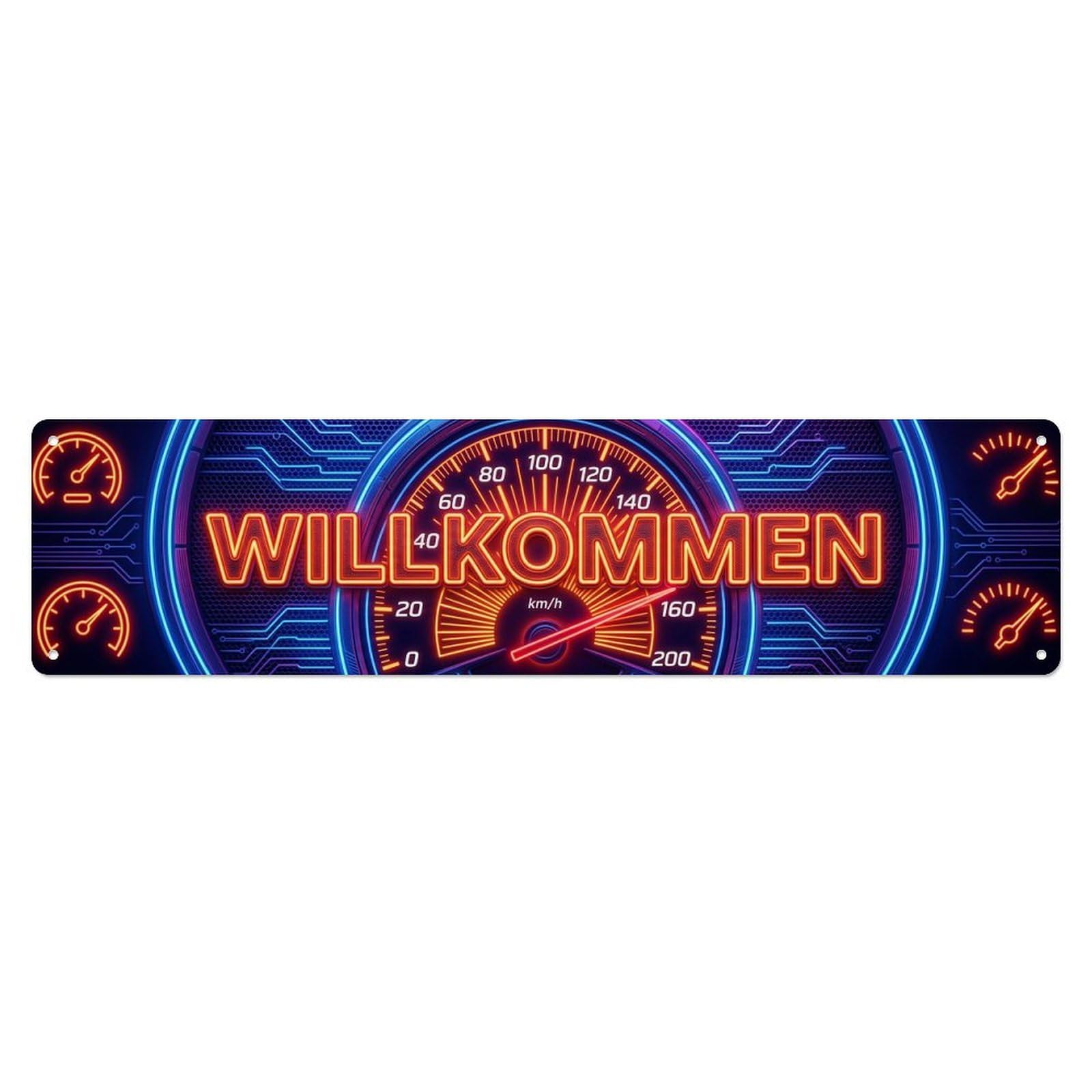 Neon Neon Speedometer Gauge Welcome Metal Tin Sign