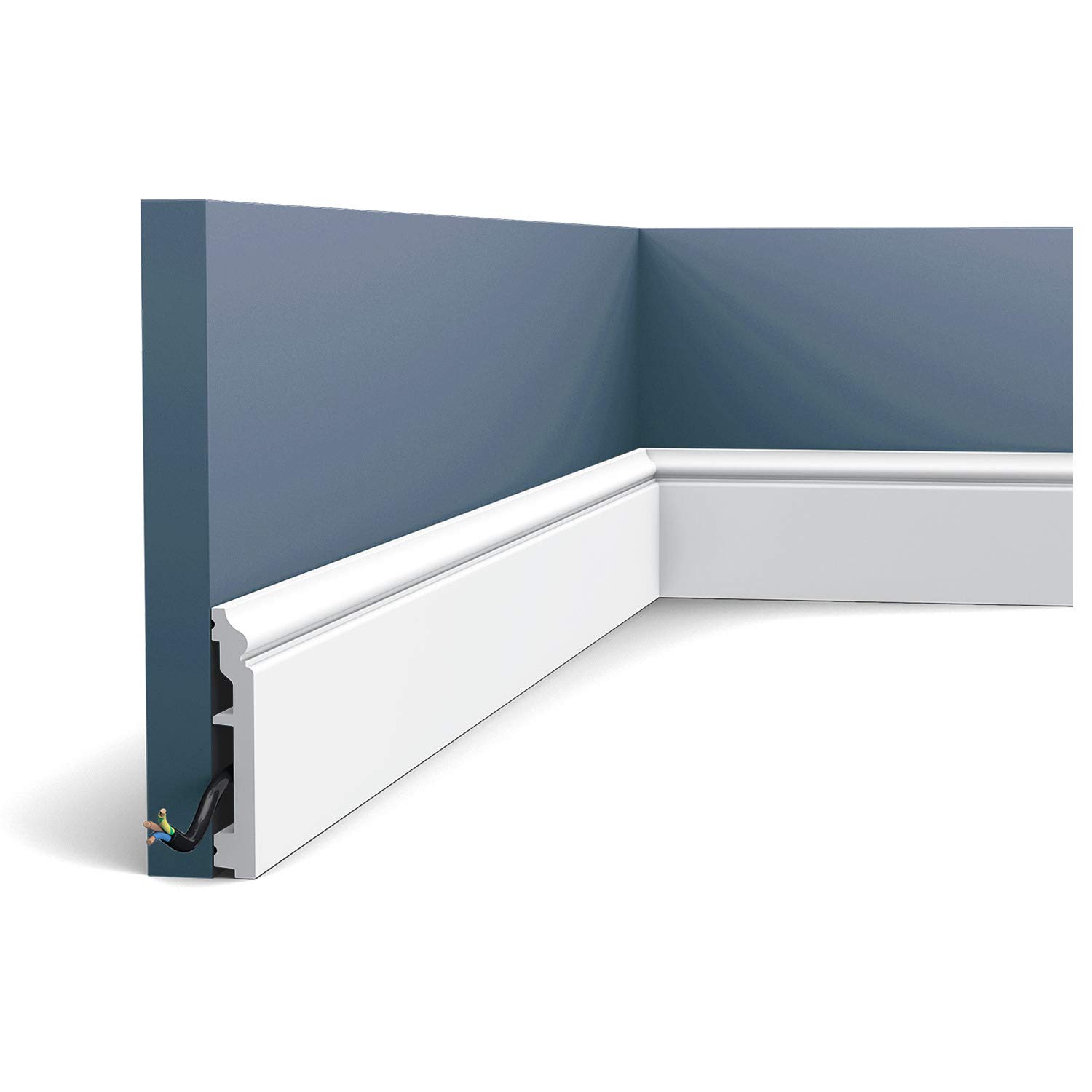 Plinthe SX173 passe-câble Orac profilé arrondi en polystyrène HDPS