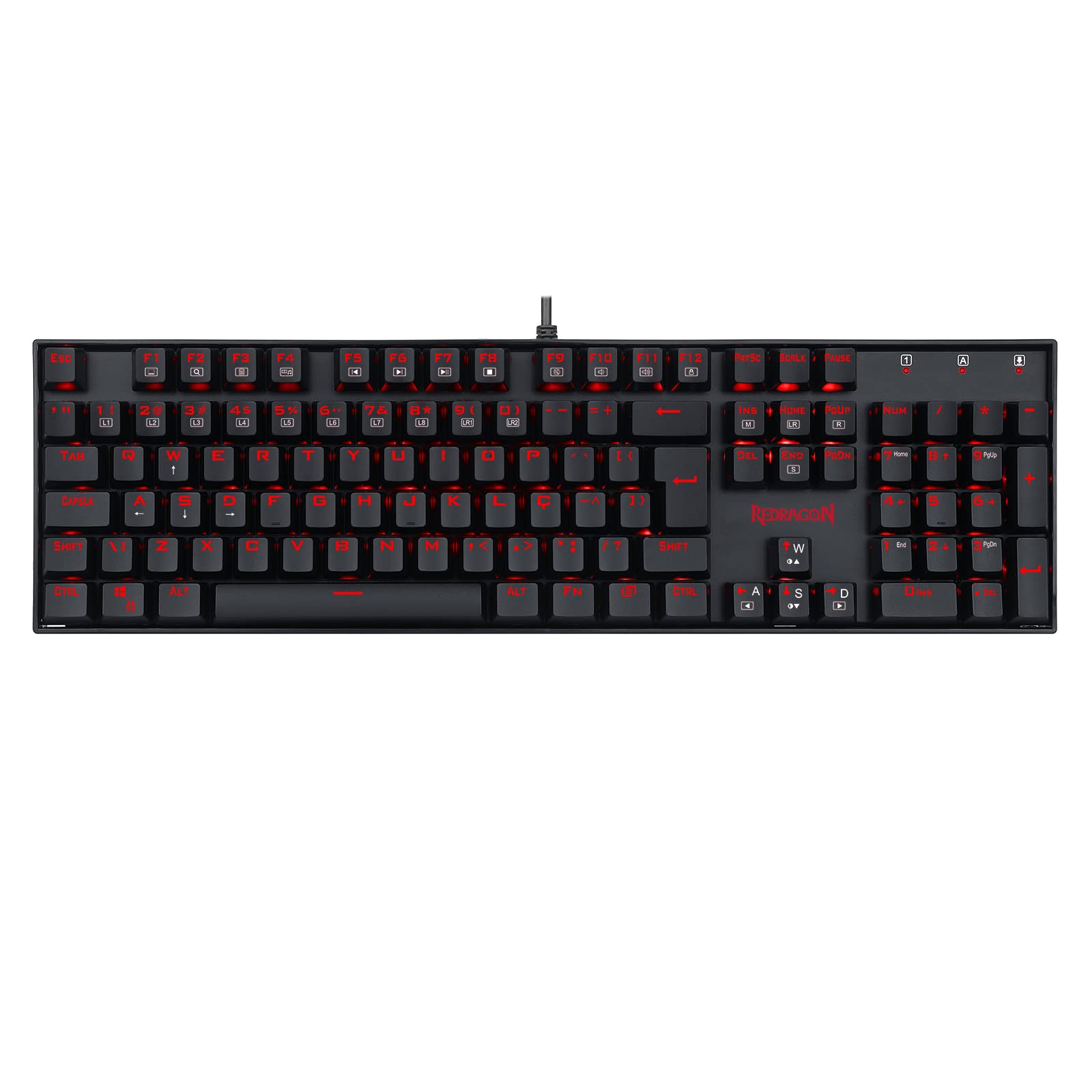 RedragonMITRA Red Gaming Mechanical Keyboard (Red LED/Switch Outemu Red/Anti-Ghosting/ABNT2) - Black