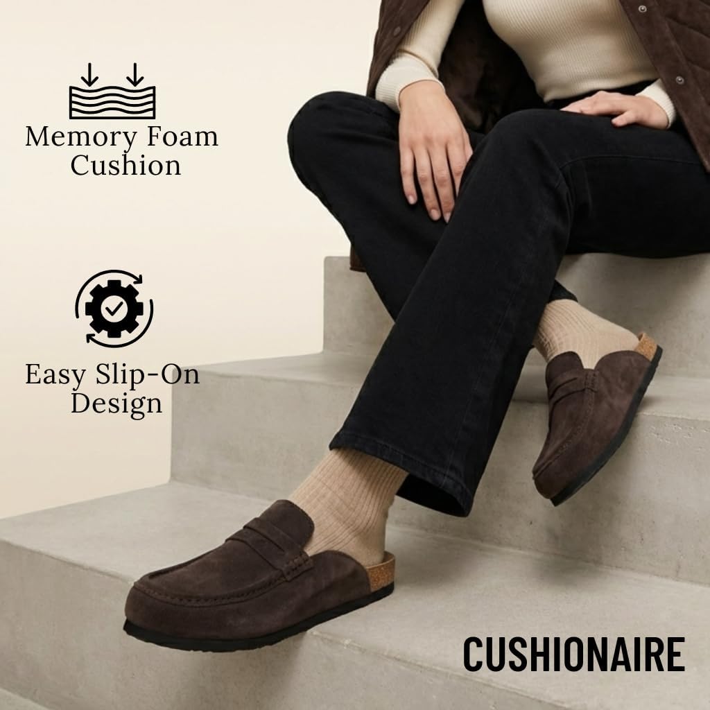 CUSHIONAIRE Fondu Genuine Leather Mule Clogs for Women, Comfortable Slip On Womens Shoes with Penny Strap Accent and Memory Foam Footbed - Image 7