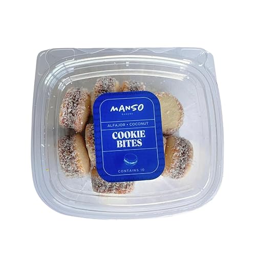 Miniatura 3 de Manso Bakery Alfajor Bocadillo de galleta sándwich relleno de dulce de leche y copos de coco, 20 unidades en total (paquete de 2 cajas)