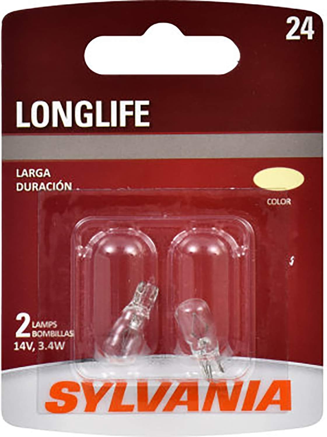 SYLVANIA - 24 Long Life Miniature - Bulb, Ideal for Courtesy, Tail Applications and More. (Contains 2 Bulbs)