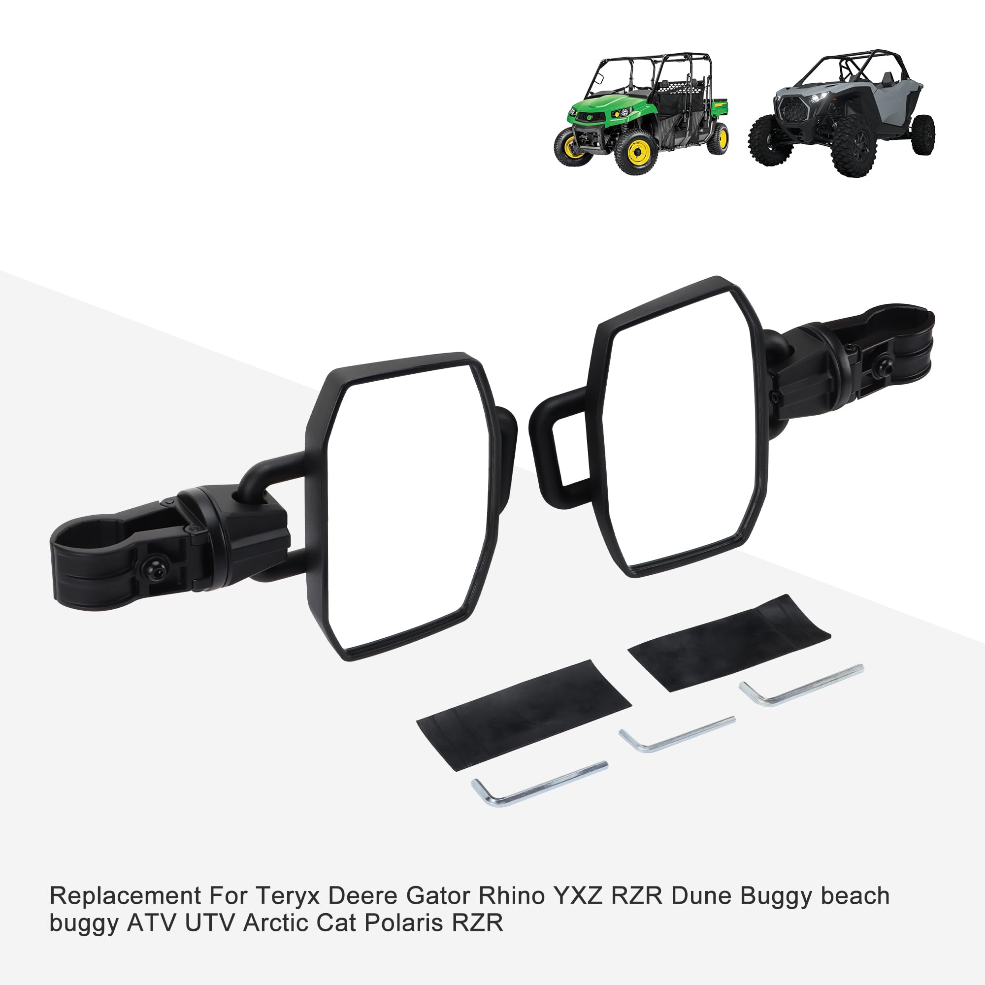 GOOFIT 1.75 "2" Barra jaula antivuelco ajustable Offroad Negro Retrovisor Retrovisor Espejo Lateral Reemplazo Para Teryx ere Gator Rhino YXZ RZR Dune Buggy playa ATV UTV Arctic Cat Polaris RZR Kwasaki