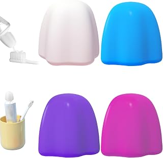Tube Squeezers, Self Closing Toothpaste Caps 4PCS Silicone Flower-Shape Toothpaste Squeezer Caps Portable Toothpaste Cap Dispenser for Kid Adults Household Essentials