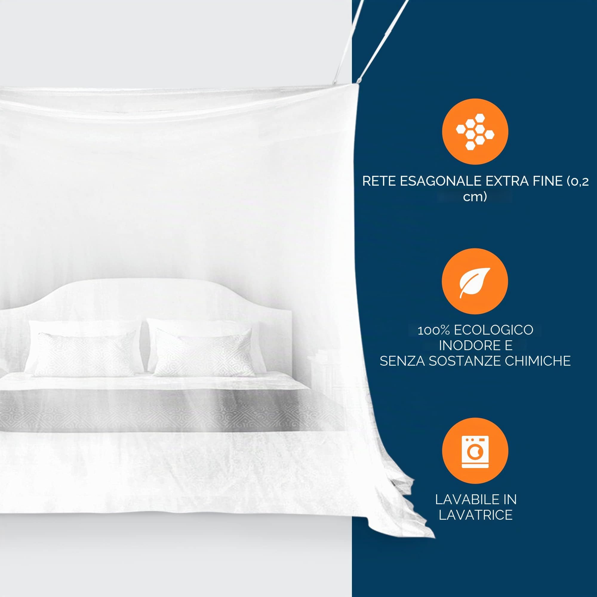 MEKKAPRO Zanzariera King Extra Large da Letto, Adatta a King Queen e Twin, Rete a Due Aperture | Tende da Letto a Baldacchino, Zanzariera Bianca