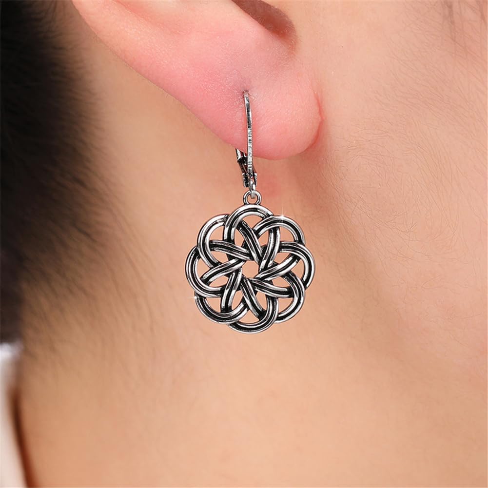 925 Sterling Silver Dangle Drop Earrings for Women, 14K Gold Trendy Celtic Knot Leverback Dangle Earrings, Lightweight Hypoallergenic Jewelry - Image 4