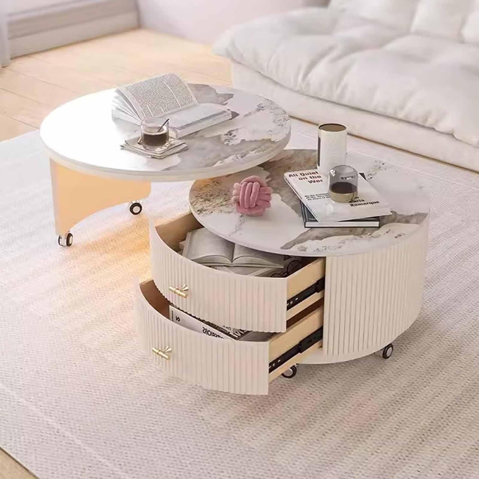 Couchtisch 2er Set mit Schublade und verstecktem Staufach