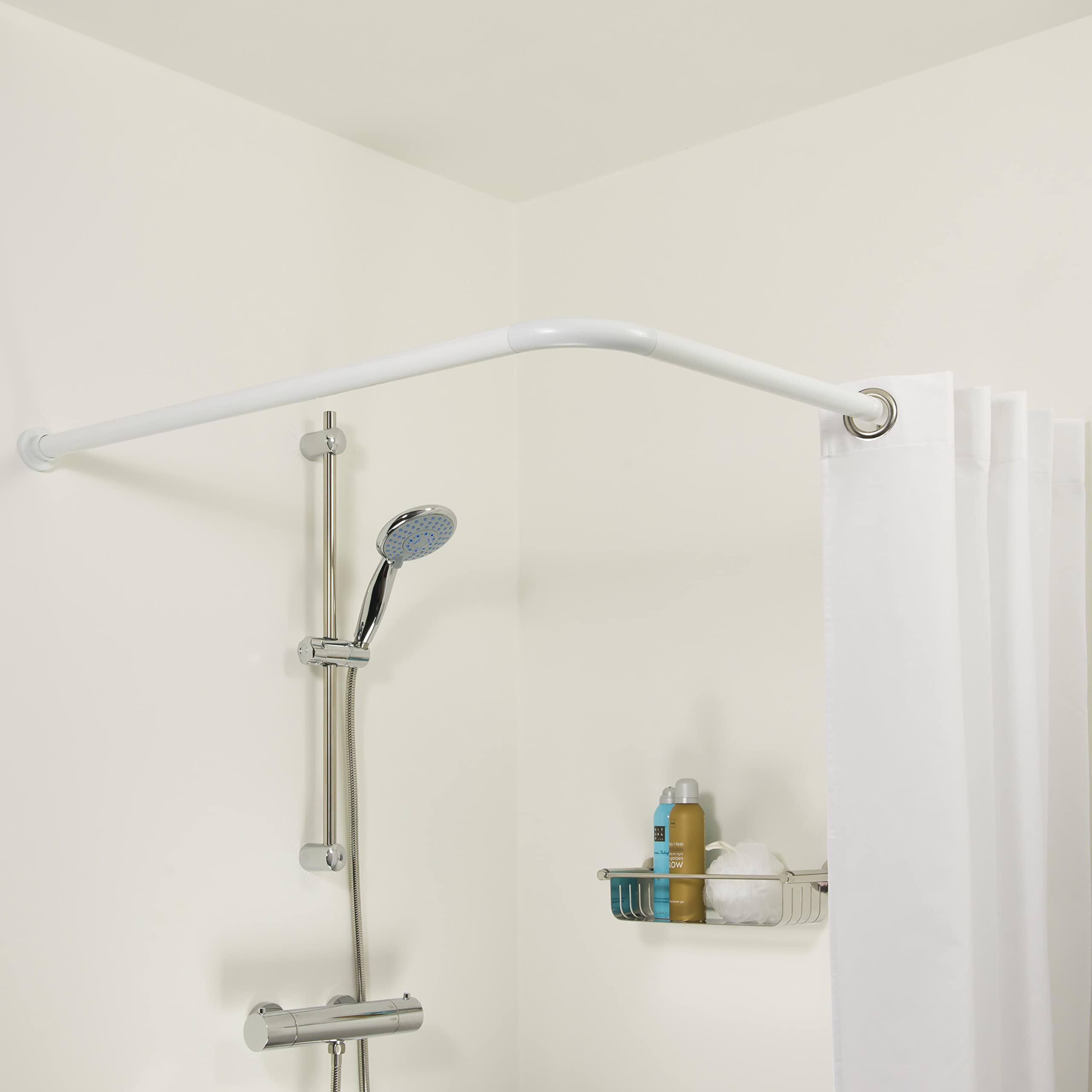 Sealskin Seallux, Ensemble Barre de rideau de douche, Acier inoxydable, Blanc