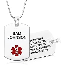 Divoti Custom Engraved Stainless Steel Medical Alert ID Necklace for Unisex | Personalized Lobster Clasp with chain | Stylish, Durable & Heavy Duty Construction | Comfortable Fit for Daily Wear