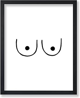 Monem Art Boobs Poster - Breast Print - Nude Art - Lady Art - Line Art - Drawing Art - Woman Art - Black and White Art - Abstract Art - Minimal Bathroom or Bedroom Decor - 11x14 UNFRAMED Wall Art