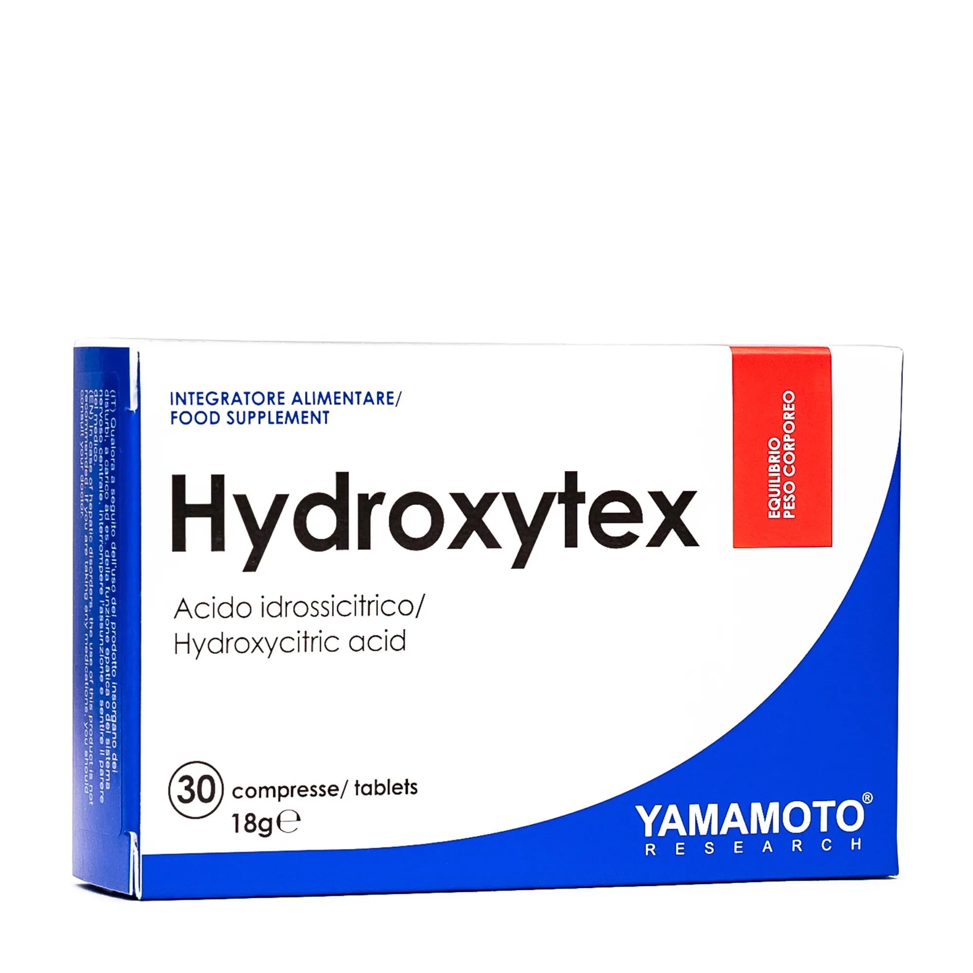 YAMAMOTO RESEARCH Acido Idrossicitrico Hydroxytex 30 Compresse, Integratore Alimentare con Estratti di Garcinia, Favorisce l’Equilibrio del Peso Corporeo e Aiuta a Controllare il Senso di Fame