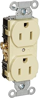Hubbell CR15I Duplex Receptacle, Common Ground, 15 amp, 125V, 5-15R, Ivory (Pack of 10)
