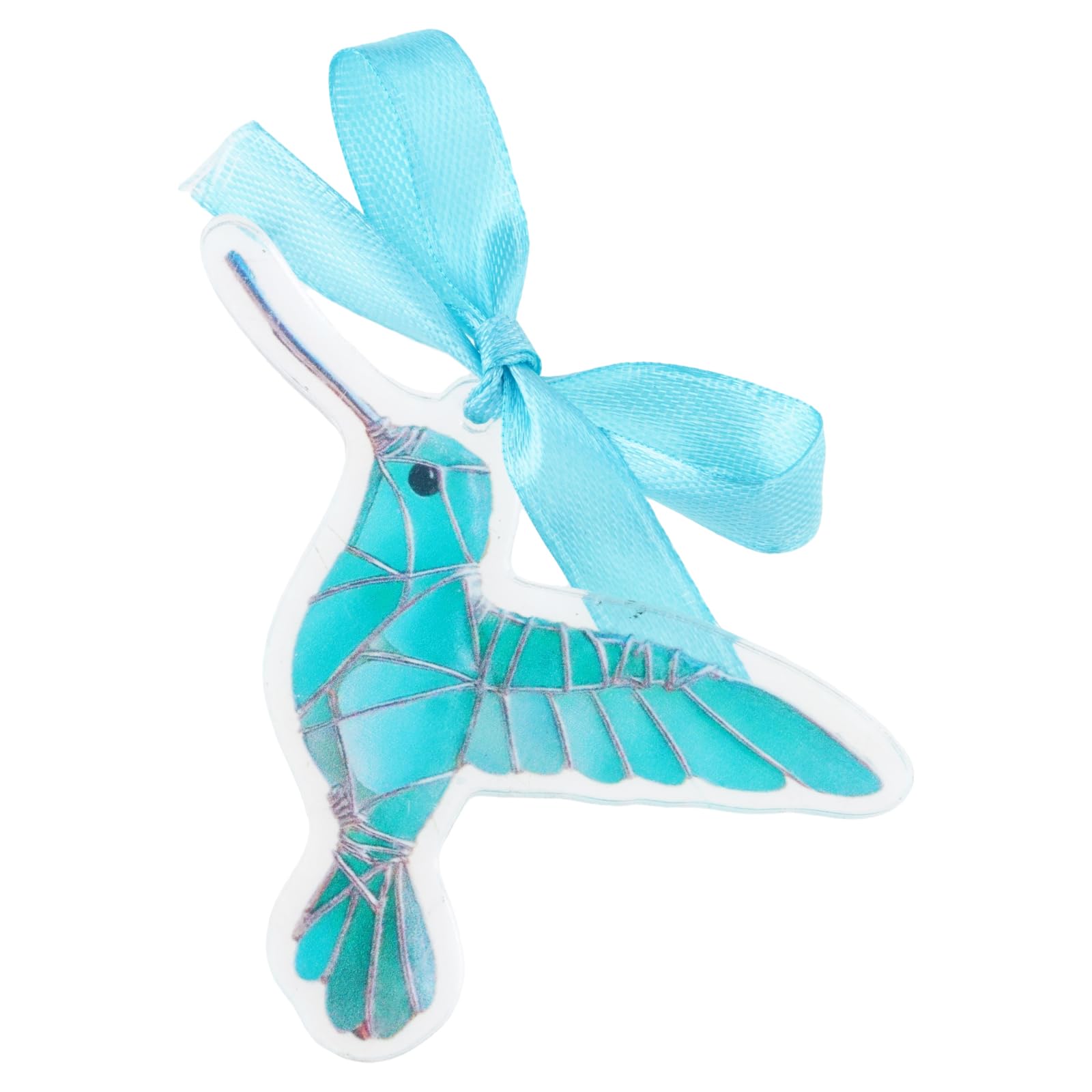 Carotoe Hummingbird Sea Glass Acrylic Bird Pendant With Bowknot Christmas Tree Hanging Ornament Decoration For Home Window Decors Artistic Sculpture