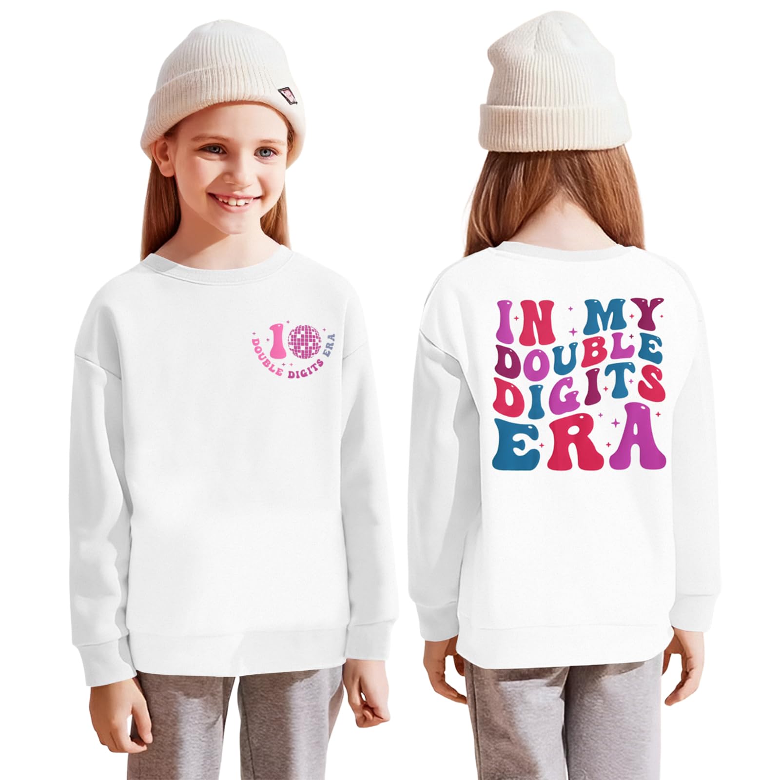 GLIGLITTRin My Double Digits Era Birthday Girl Outfit 10 Year Old 10th Birthday Girls Sweatshirt Girls Ten Bday Party Shirt