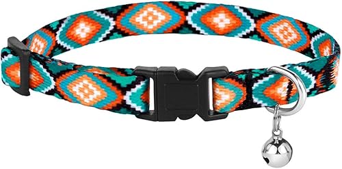 Miniatura 4 de CollarDirect Juego de 2 collares para gatos con campana extraíble, diseño tribal azteca de seguridad ajustable para mascotas