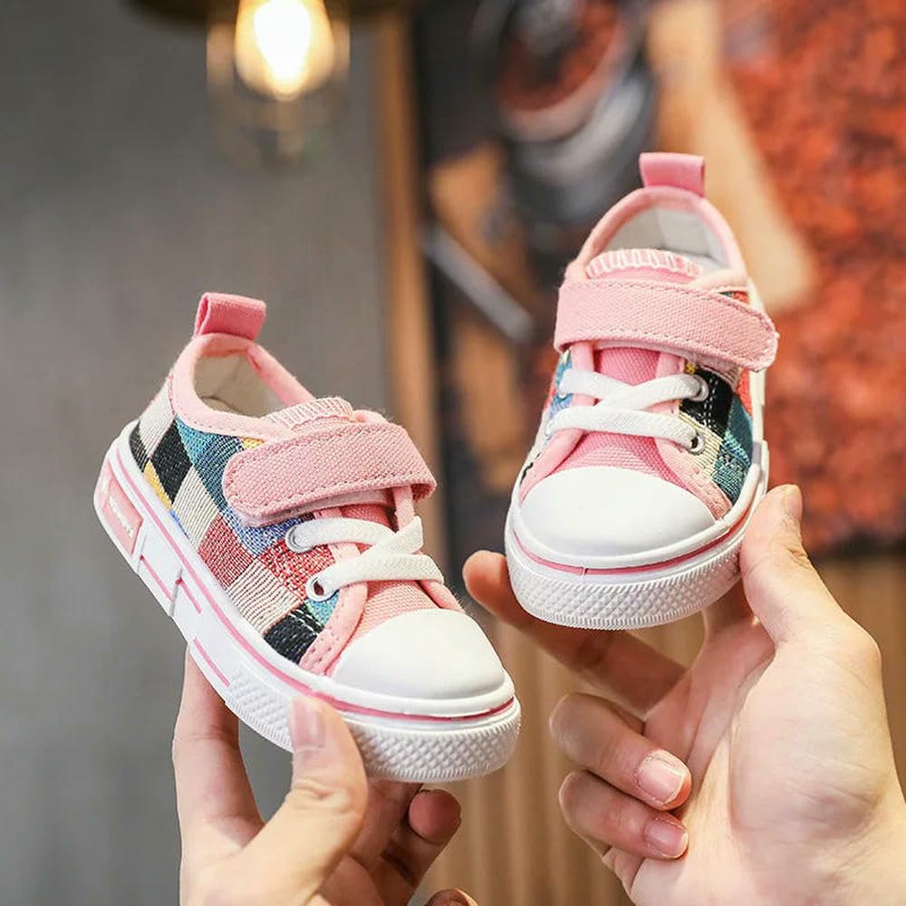 ZBDP Scarpe Casual per Bambini Bambini Bambini Scarpe da Ginnastica di Tela Ragazzi Ragazze Classiche a Scacchi Suola in Gomma Morbida Primavera