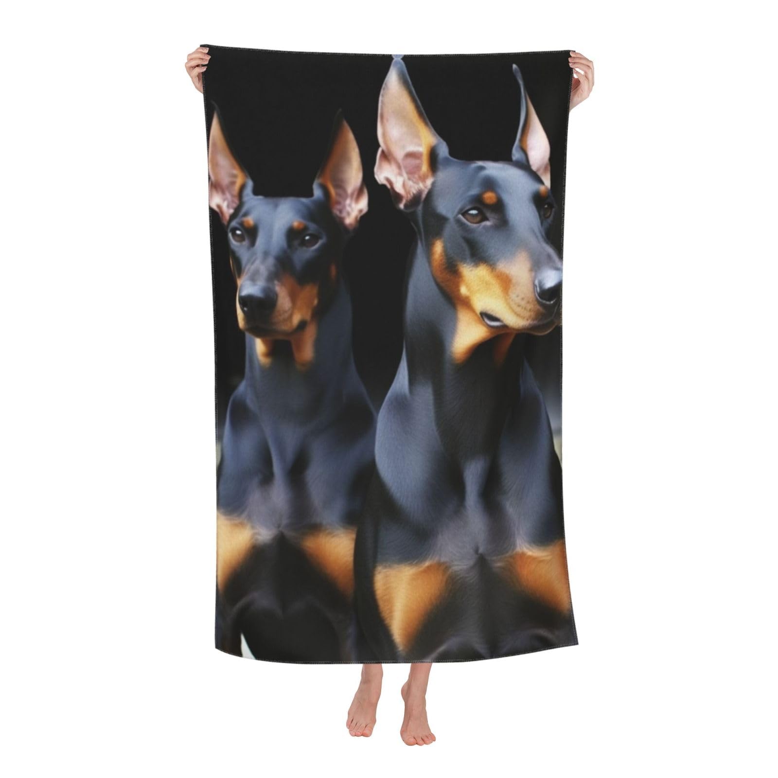 FodPand Doberman Beach Towel Oversized 52 x 32 in Sand Free Pool Swim Towels for Adult Travel Blanket Lightweight Quick Dry Absorbent Bath Towels Cruise Vacation Accessories
