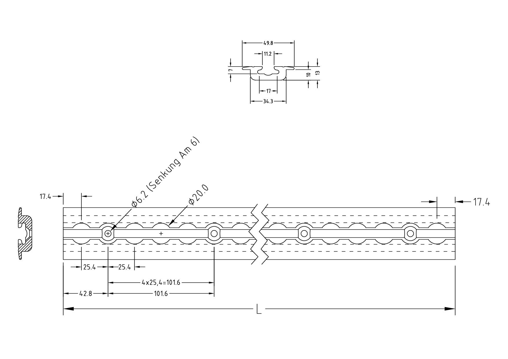 NTG Airlineschiene 2 STK 2m / 1975mm eckig Alu -TÜV Zertifiziert- m. 10x Kunststofffitting Sparsetauswahl Anhängerzubehör Ladungssicherung Aluschiene LKW Transporter - m. Bohrungen Silber eloxiert