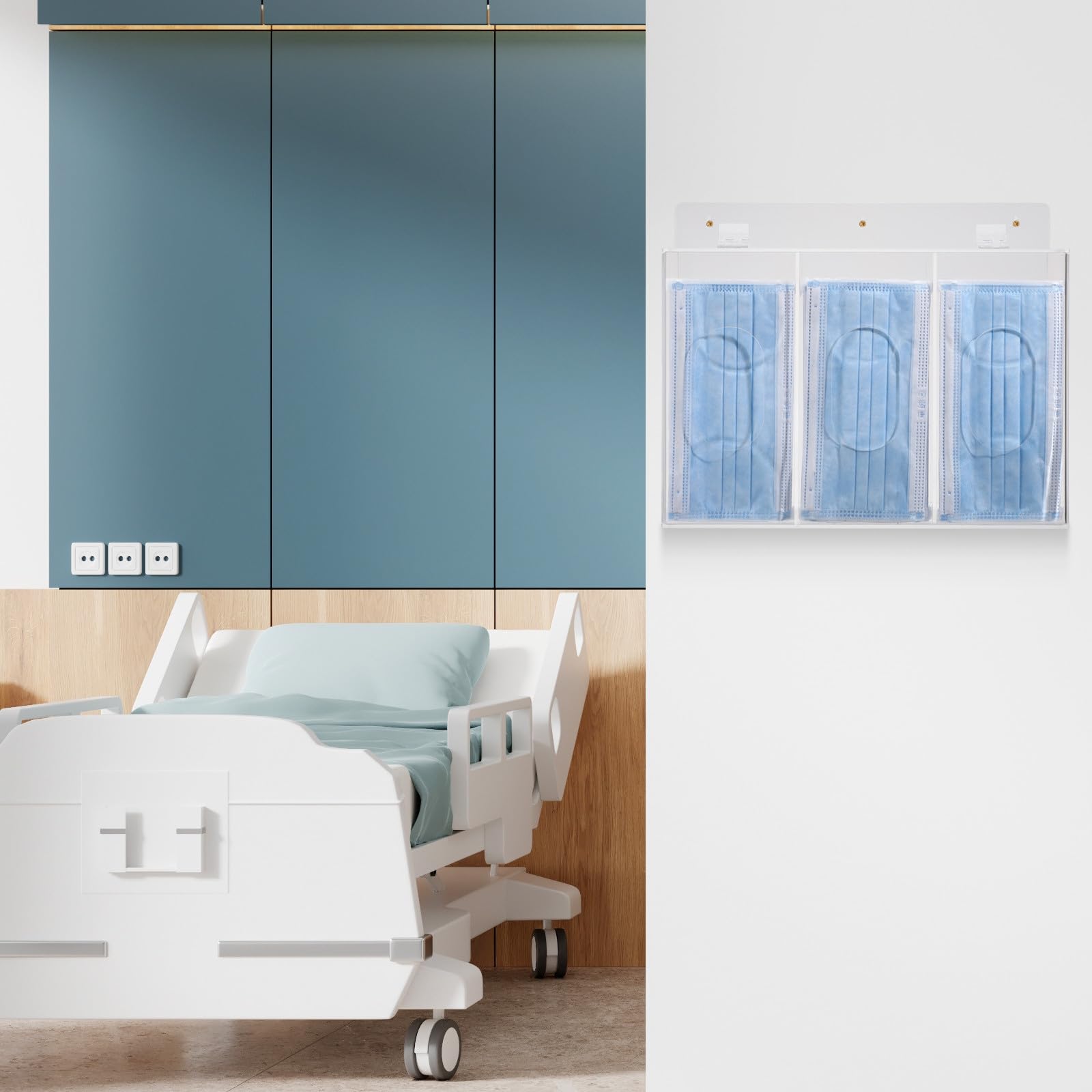 Dispenser da Resistente All'usura in Acrilico per Guanti e Mascherine 3 Scomparti e Organizzazione Efficiente per