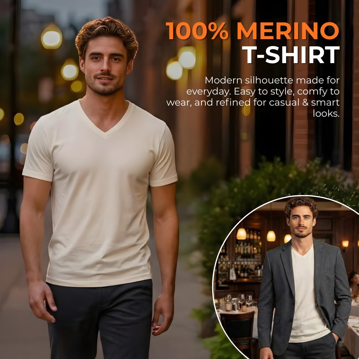 menique Camiseta de manga corta para hombre, 100 % merino, camiseta térmica ligera para hombre, capa base, transpirable, cuello redondo, para viajes al aire libre y senderismo