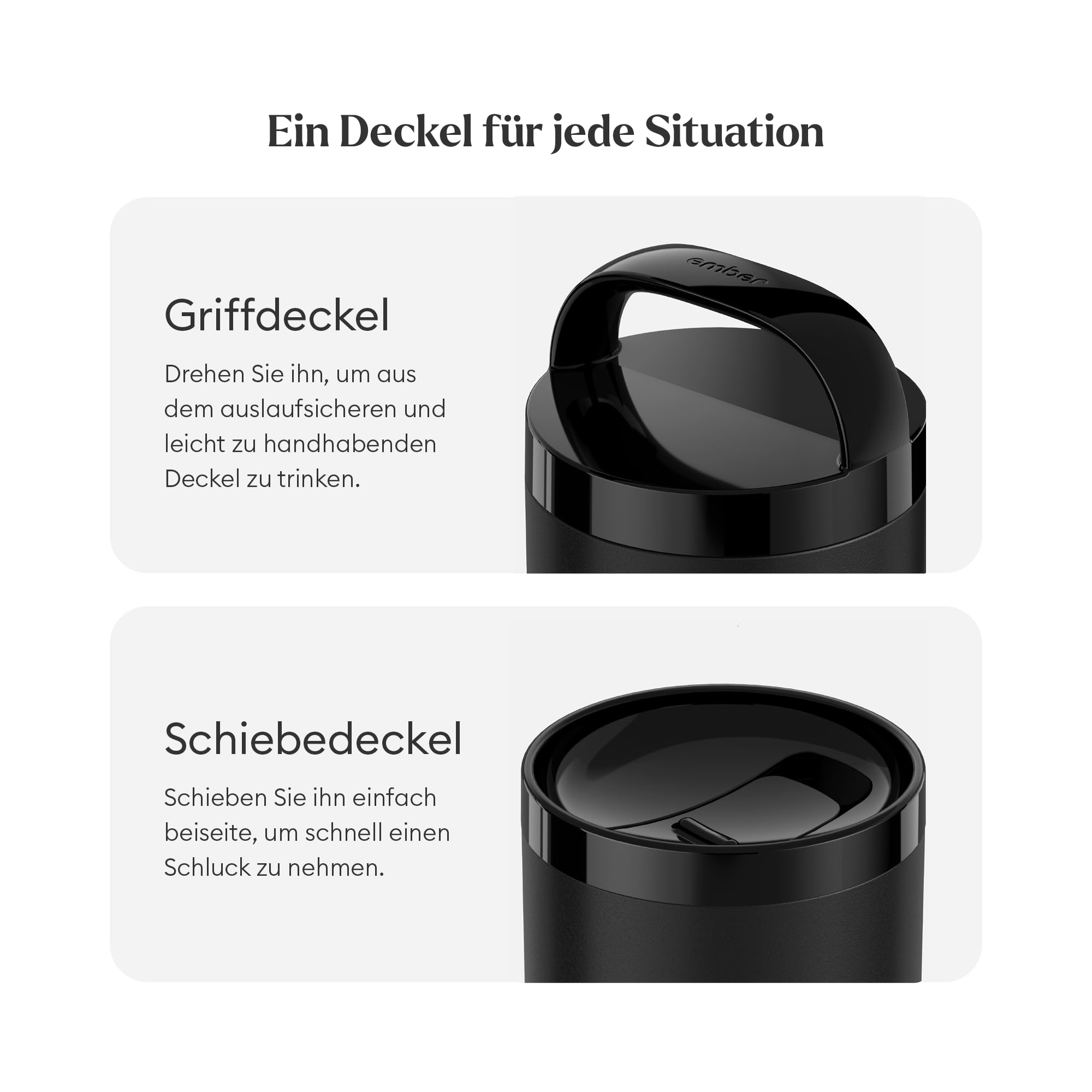 Ember Smart Tumbler mit Temperatureinstellung – 473 ml, per App steuerbar, wiederaufladbarer Reisebecher – Edelstahl-Thermoskanne mit auslaufsicheren Deckeln – 3-Stunden-Akku, Schwarz