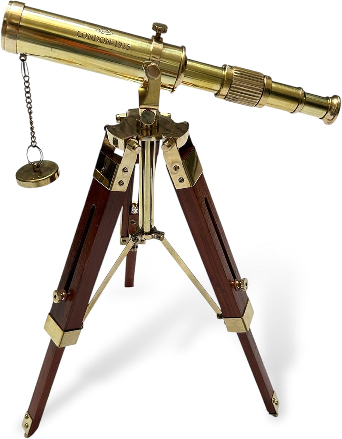 Victorian Brass Telescope with Wooden Tripod