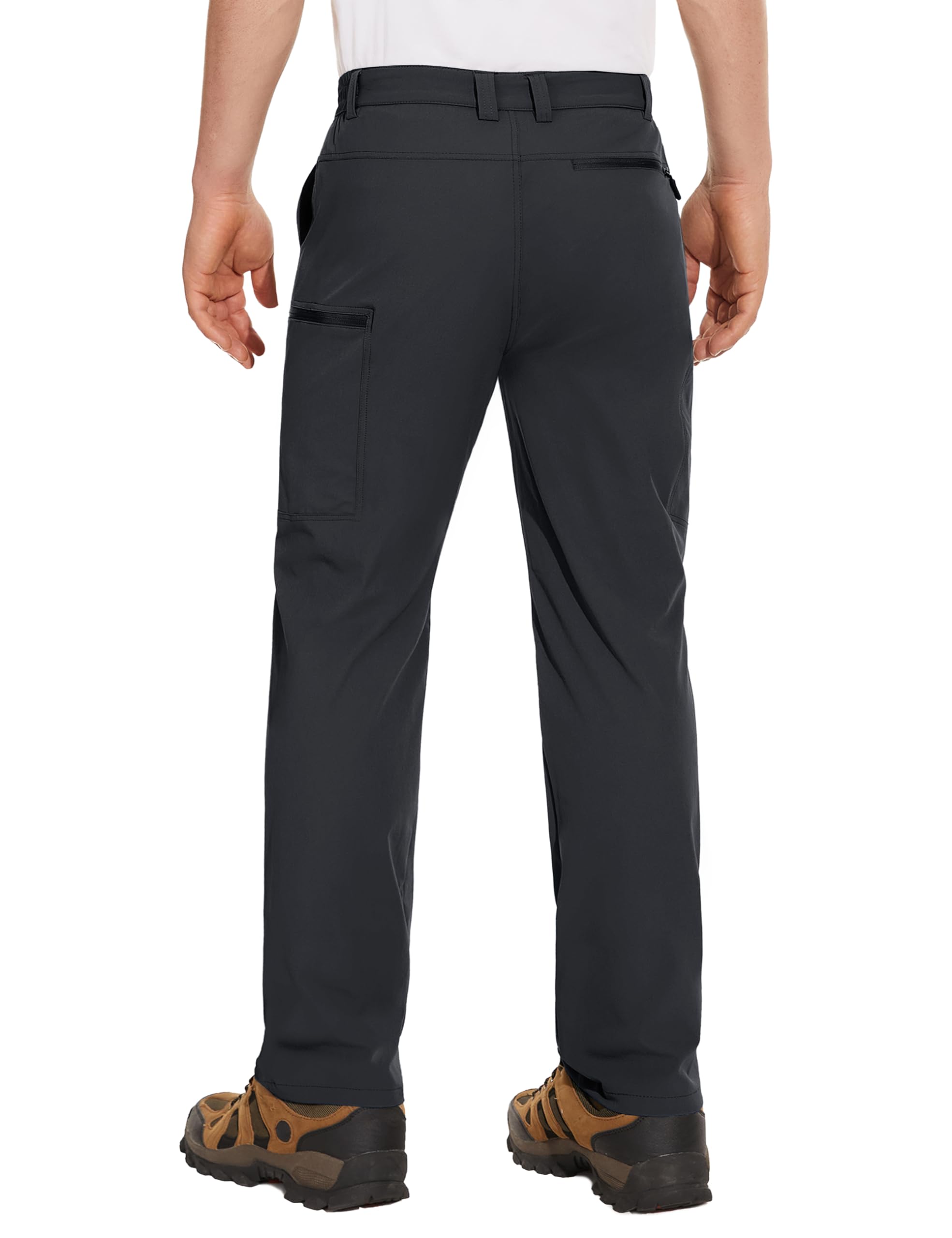 MAGCOMSEN Men's Hiking Pants 6 Pockets,Water Resistant Ripstop Outdoor Pants,Lightweight Quick Dry Fishing Work Pants, Black, 34