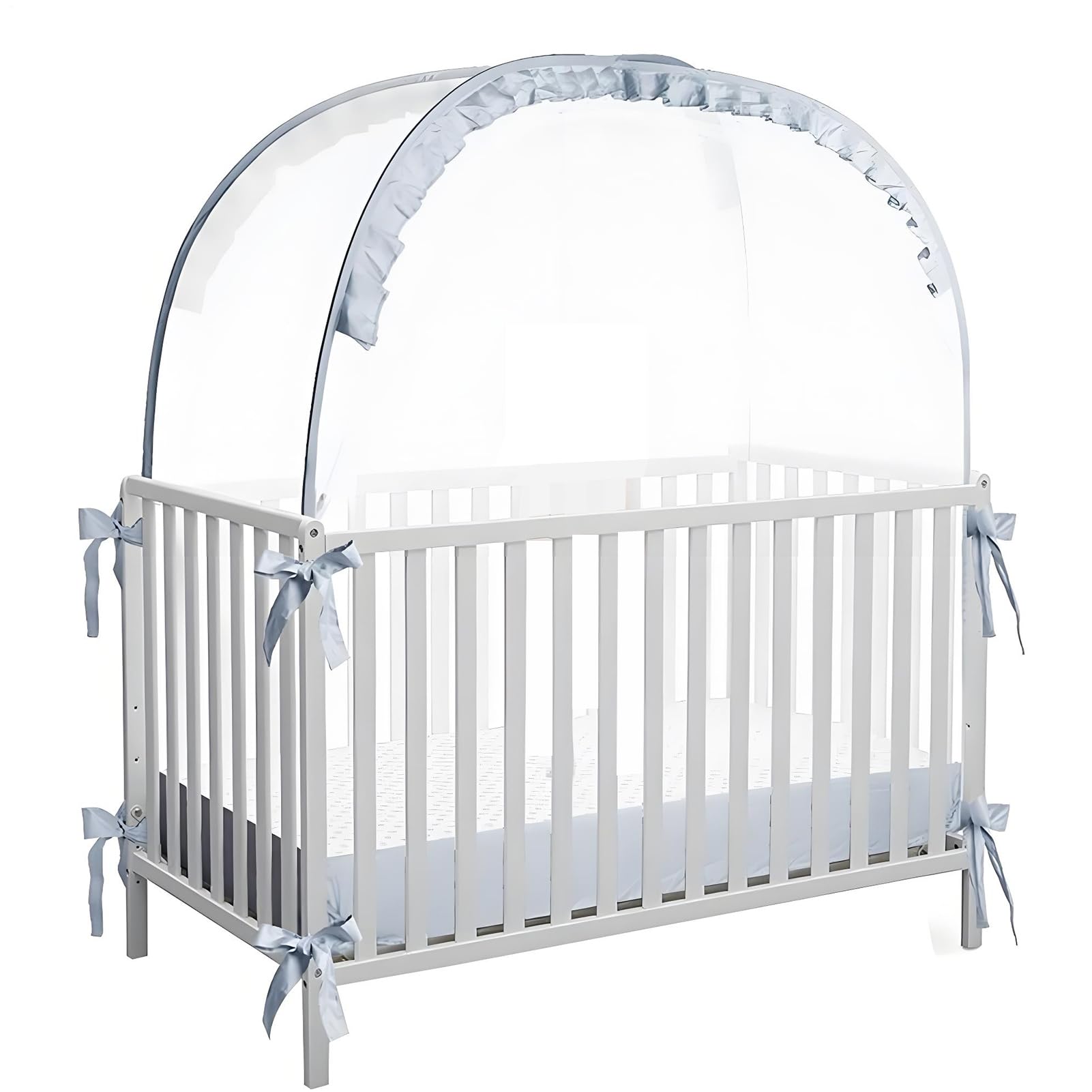Kinderbett Moskitonetz, Crib Zelt Baby Sicherheit Krippen Zelt Infant Pop-up Moskitonetz, Atmungsaktives Mesh Pop-up-Bettschutz Für Kleinkinder Kinder Kinderzimmer Schulreisen 70x130x140 cm