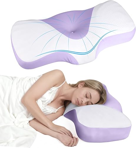 Almohada de cama de espuma viscoelástica, almohadas de contorno cervical para soporte de cuello y hombros, almohada ergonómica ajustable para lado,