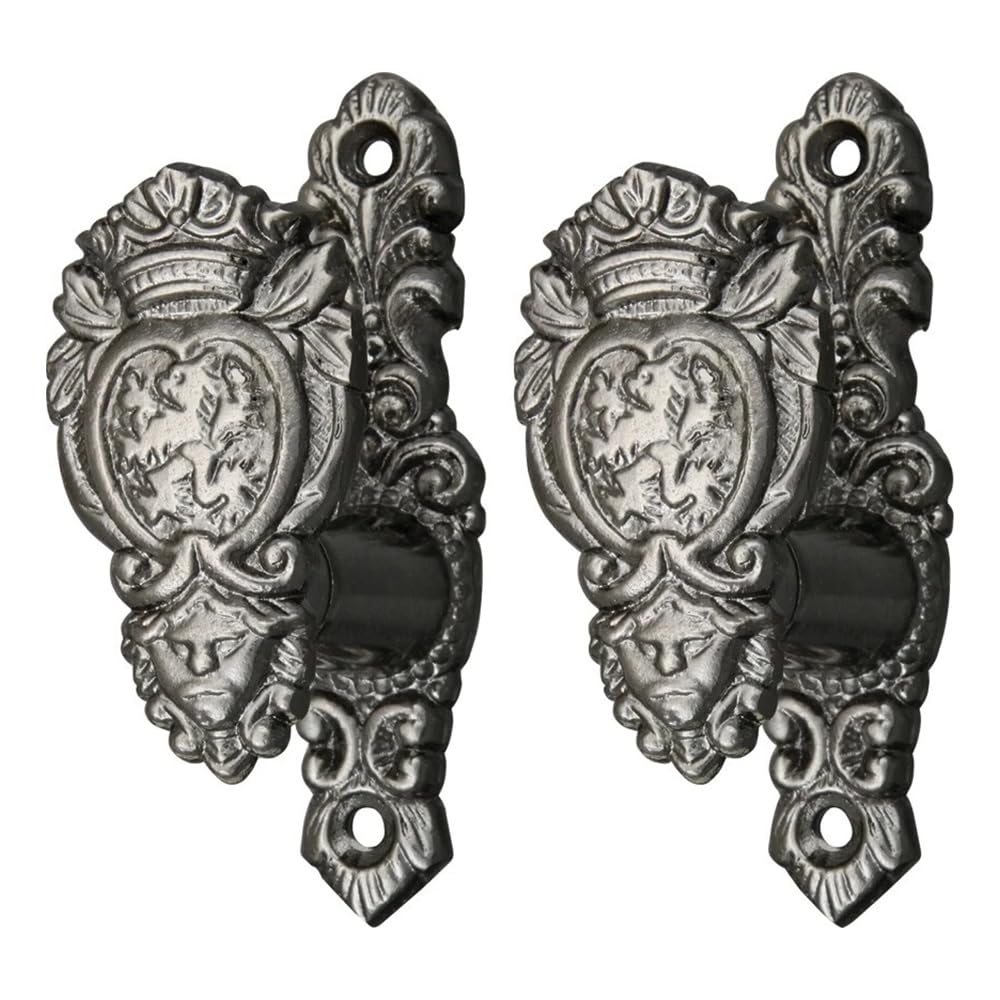 SZCO Antique Nickel Silver Rampant Lion Sword Hanger – Wall Mount Gun & Sword Holder – Set of 2 – Heavy-Duty Cast Metal Display Brackets for Firearms, Swords, Daggers & Canes