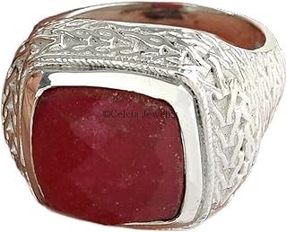 Natural Ruby Red Gemstone Checker Ring, Signet Ring, Statement Bohemian Adorable Ring, Holiday Gift, Elegant Ring, Organic Ring, Victorian Ring, July Birthstone (ruby)