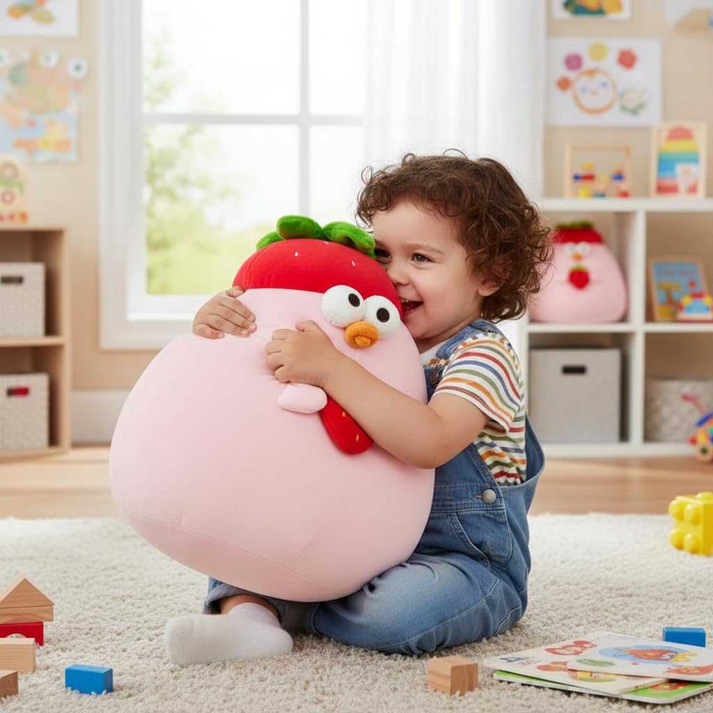 MINISO 14in Strawberry Dundun Pillow – Cute Plush Cushion, Soft Cartoon Pillow for Kids & Gift 2