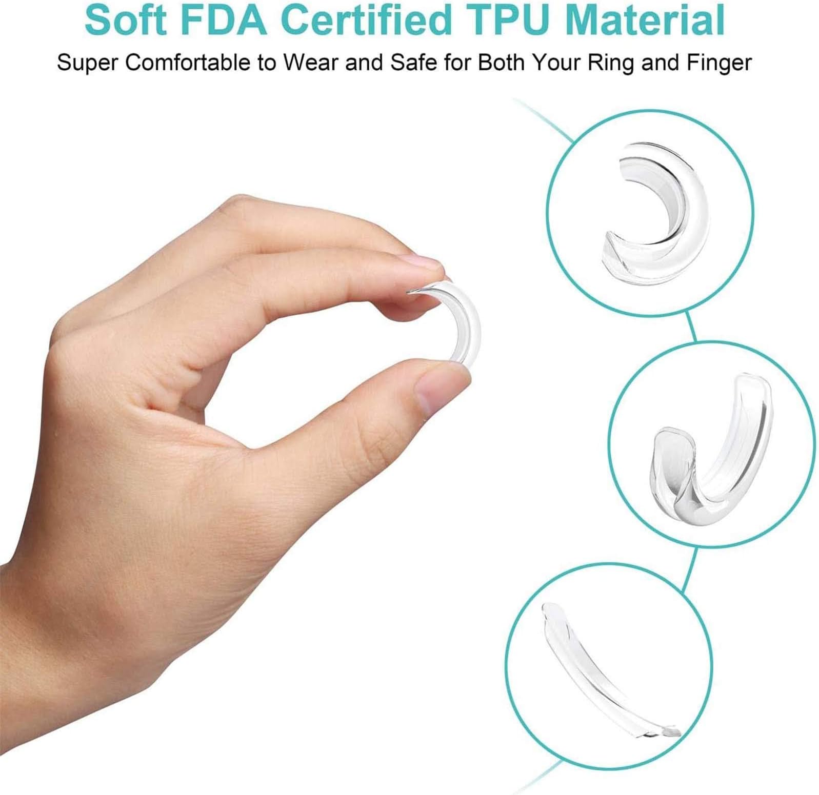 8Pcs/Set Upgrade Ring Re-Sizer-Fit Any Rings, 8 Sizes Silicone Invisible Ring Size Adjuster with Jewelry Polishing Cloth, Ring Guard for Loose Rings (1 Set)