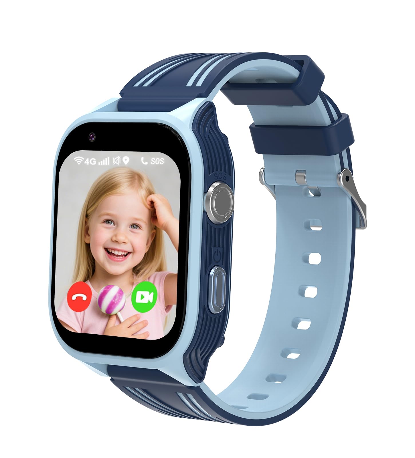 Montre Connectée Enfant 4G, Montre Intelligente GPS pour Fille Garçon avec WiFi Appel Vidéo Chat Familial SOS Caméra Étanche Mode Classe, Smartwatch Téléphone Enfants Cadeau pour 4-12 Ans (Bleu)