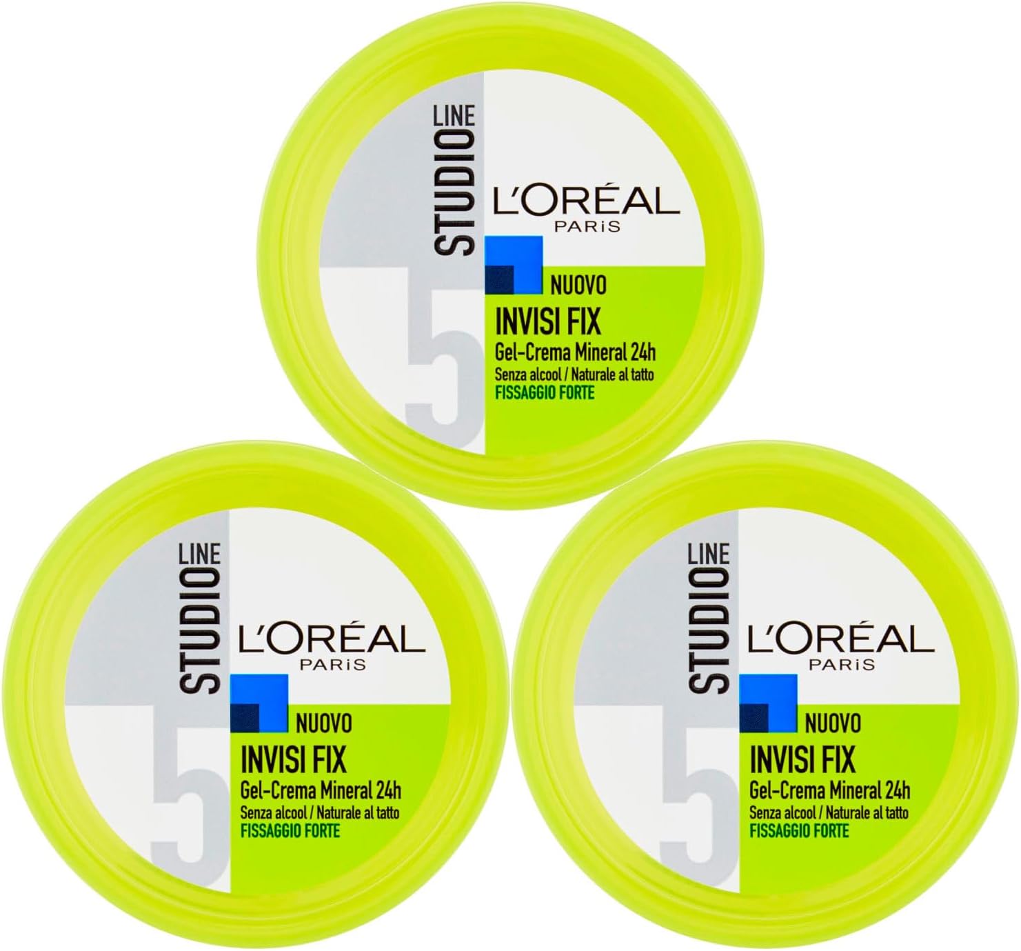 L'Oréal Paris Studio Line Invisi Fix Gel Mineral Cream Long Lasting 24h Hold 5 Strong - 3 Jars 150ml