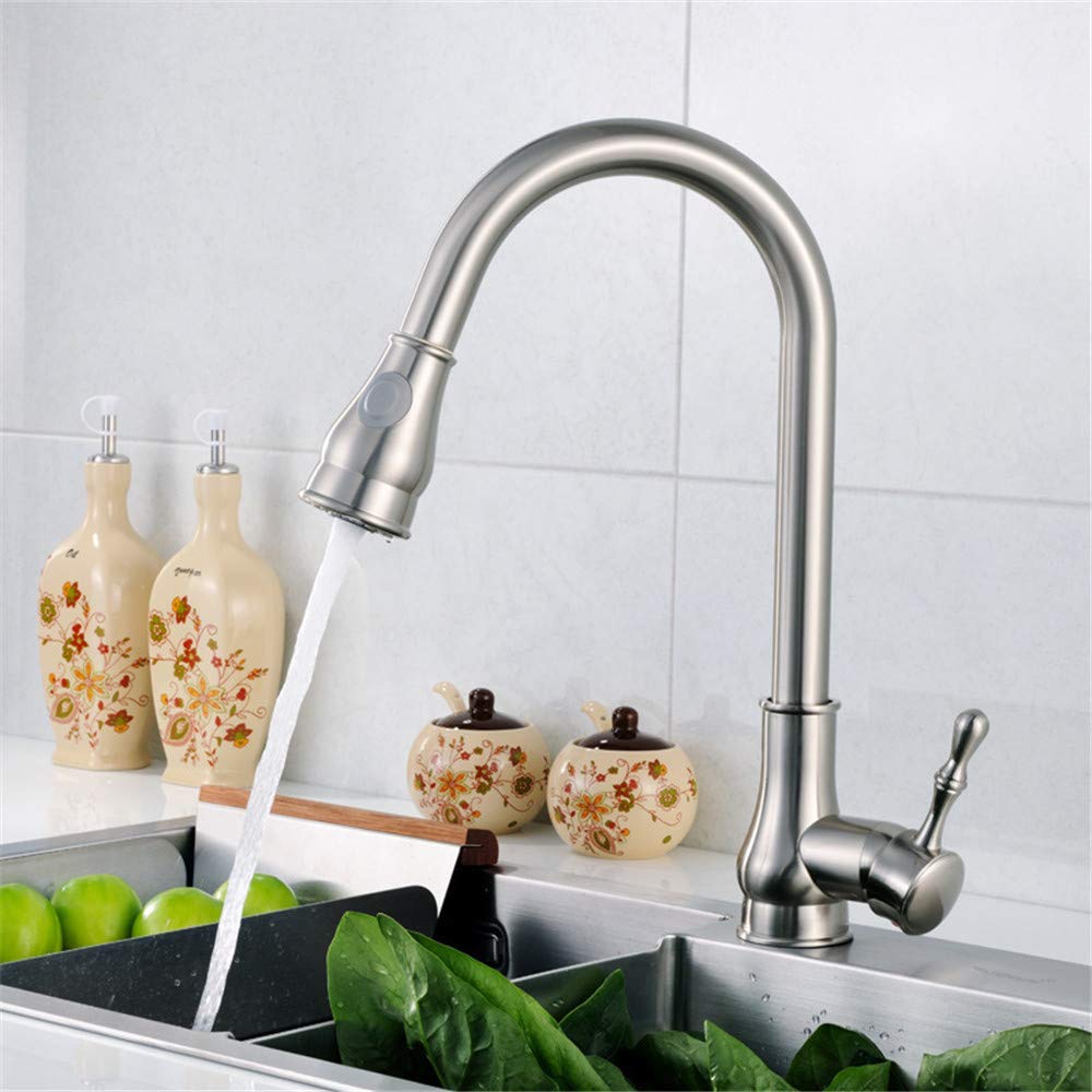 Grifo de cocina extractible de cobre con ducha de doble función y manguera flexible 2