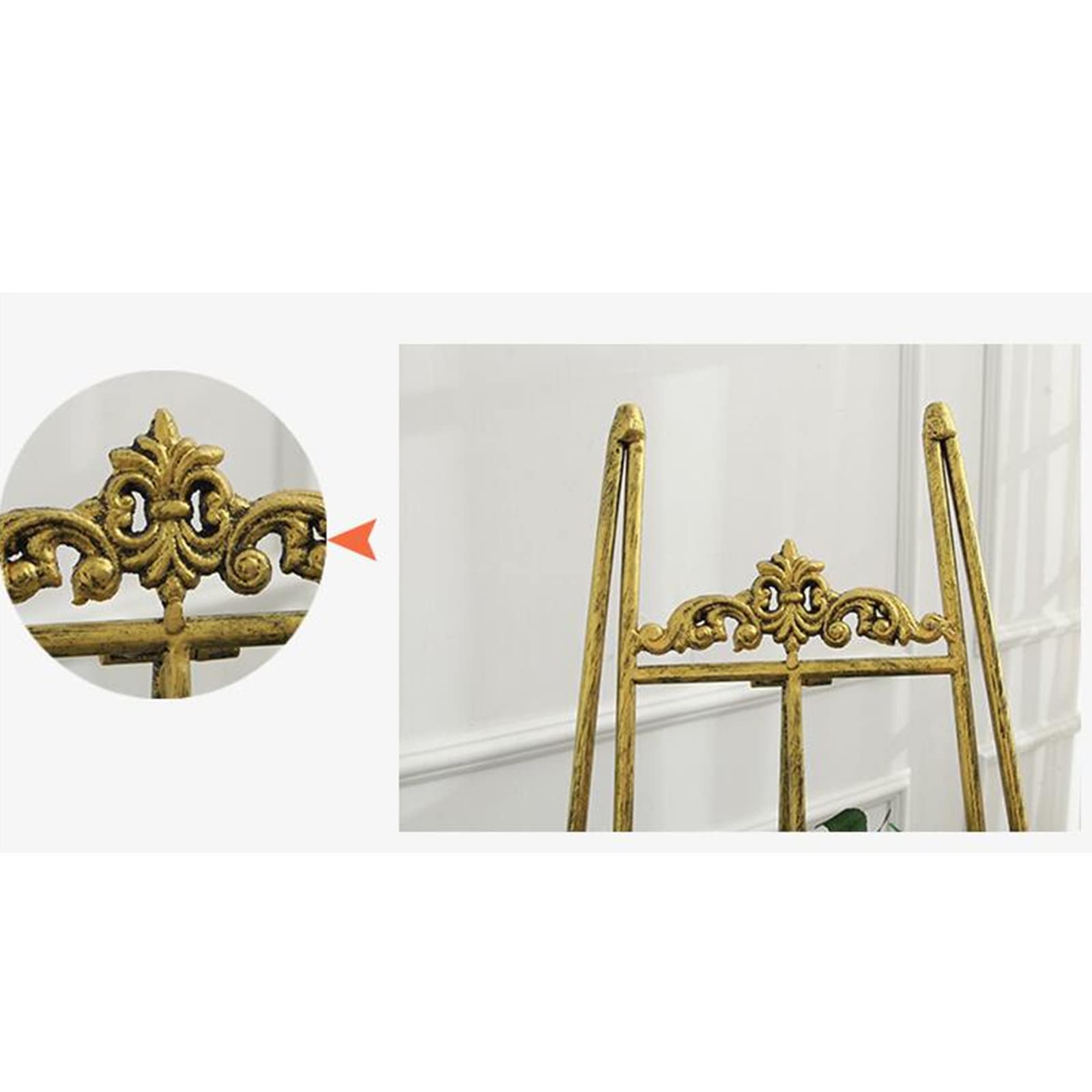 Caballete de estudio de 1,2/1,5 m, caballete de metal plegable ajustable con marco en A, caballete de exhibición para imágenes/pósteres/carteles de boda, dorado (tamaño: 150 cm, color: dorado) (oro