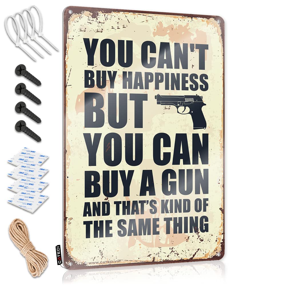 Man Cave Signs For Men You Can'T Buy Happiness But Can A Gun Sign Funny Poster Sign Man Cave Signs Vintage Funny(30X40CM)