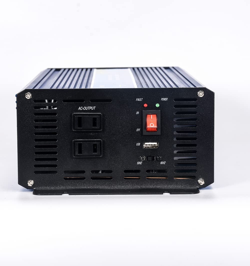 Inversor de tensión sinusoidal pura de 1000 W, 12 V, 24 V, 48 V, 96 V, 220 V a 230 V, 240 V, con enchufe europeo y puerto USB, potencia máxima de 2000 W