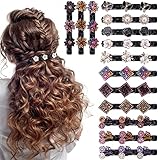 Kalolary Haarspangen Damen mit Klammern, 14 Stück Haarspange mit Glitzernden Kristallsteinen Geflochtene Fünfblättriges Kleeblatt Strass Haarspangen Kolibri Haarspange für Damen Mädchen