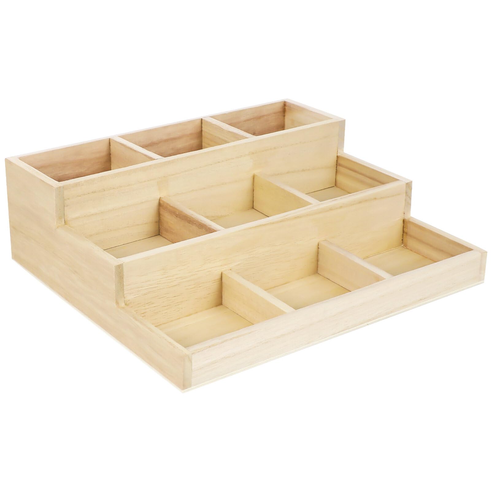 Portagioie a Gradini Multistrato in Legno, Scatola Organizer da Tavolo | Colore Khaki, per Bagno e Comodino, Conservazione Sicura, Facile da Trasportare