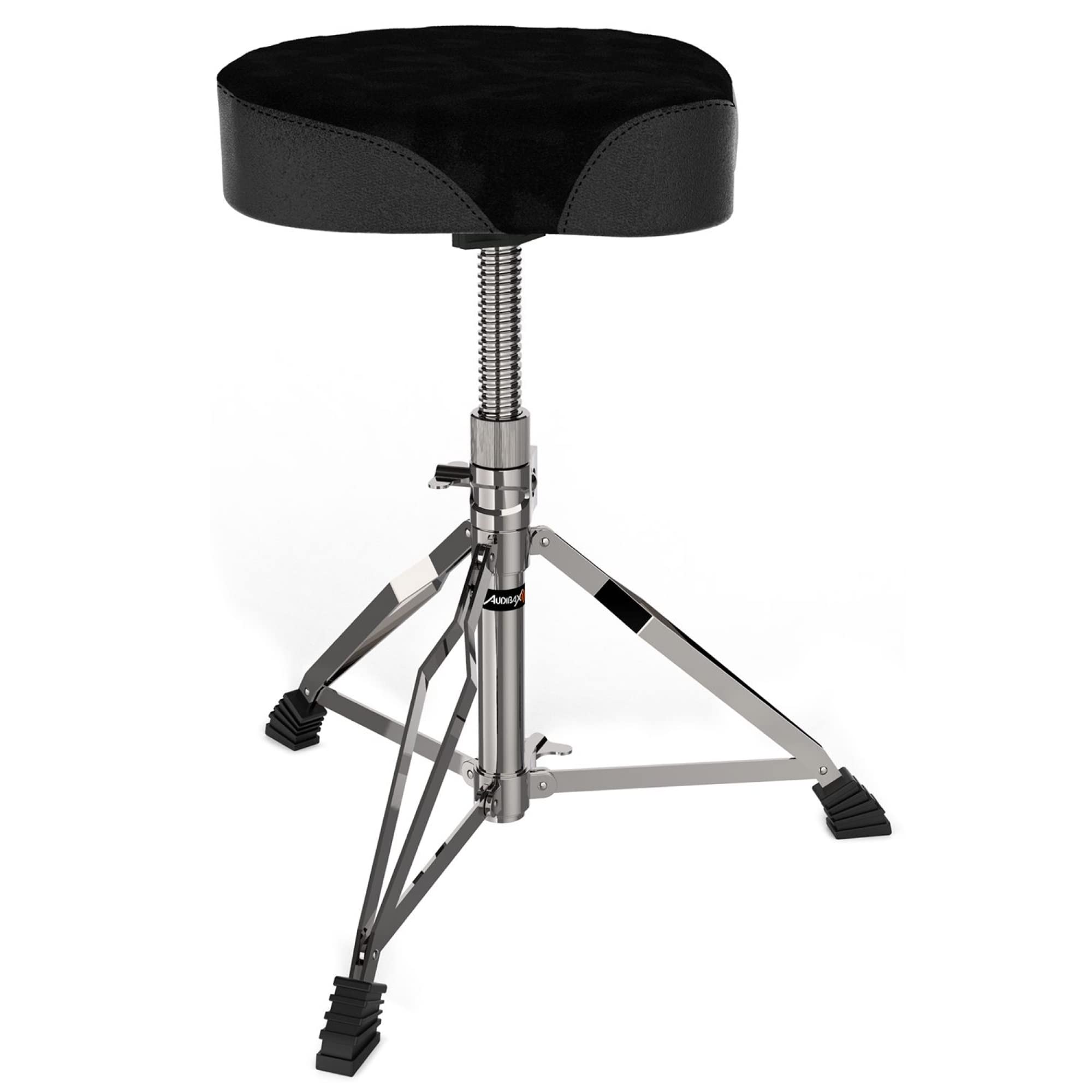 Audibax DT20 - Taburete para Batería - Ajustable en Altura - Sillín para Batería Acolchado - Forma en Trípode con Patas Antideslizantes - Asiento Ergonómico con Acabados