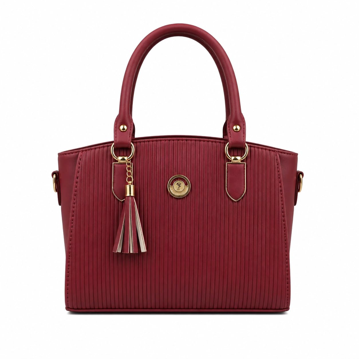Women's Striped Satchel Handbag with Tassel Charm, Gold-Tone Hardware, Convertible Top Handle and Crossbody Strap-image-46