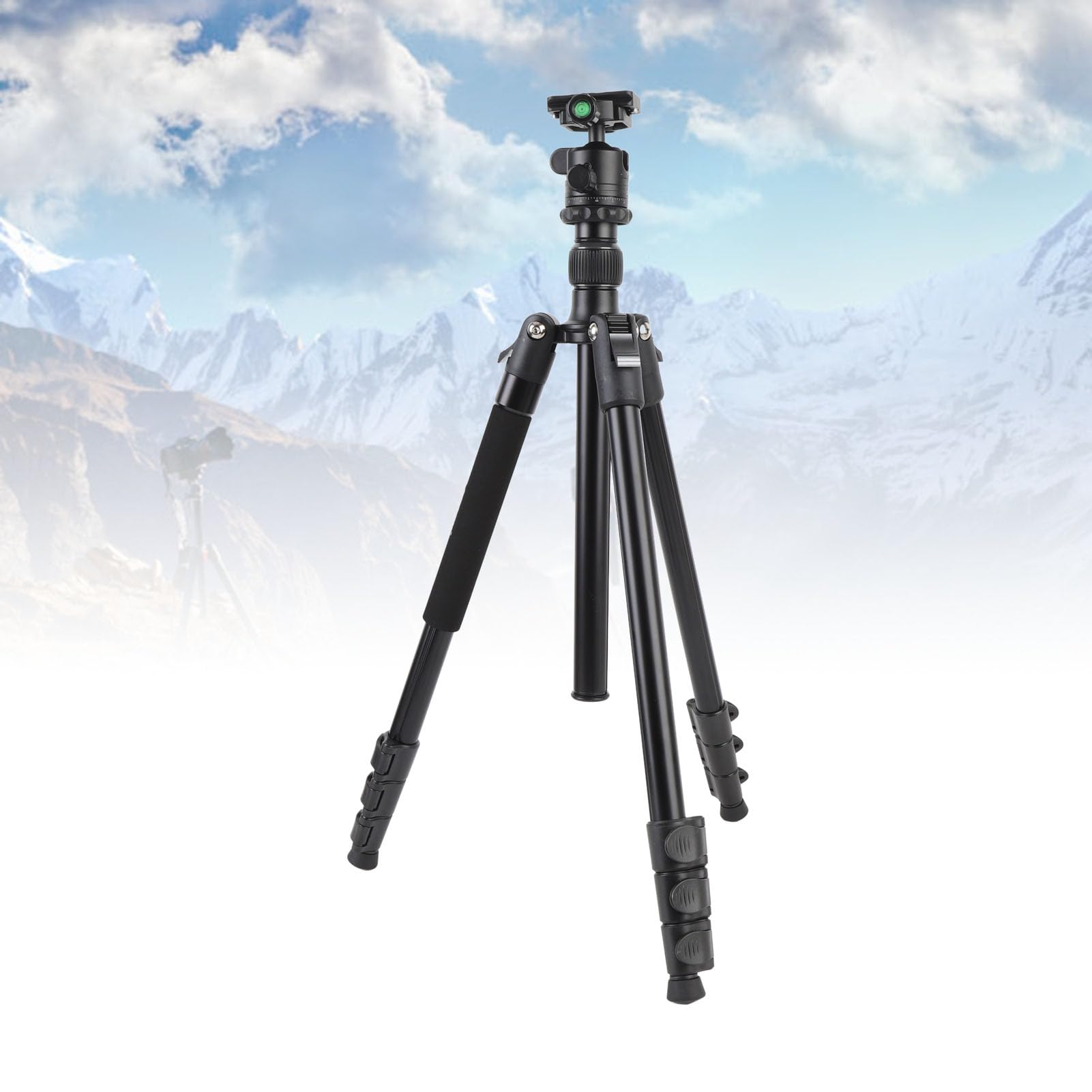 Treppiede Fotocamera Portatile, 64 Pollici Lega Alluminio con | Treppiede da viaggio leggero per fotografia, carico di 4 kg, cuscinetti antiscivolo, altezza regolabile per streaming live