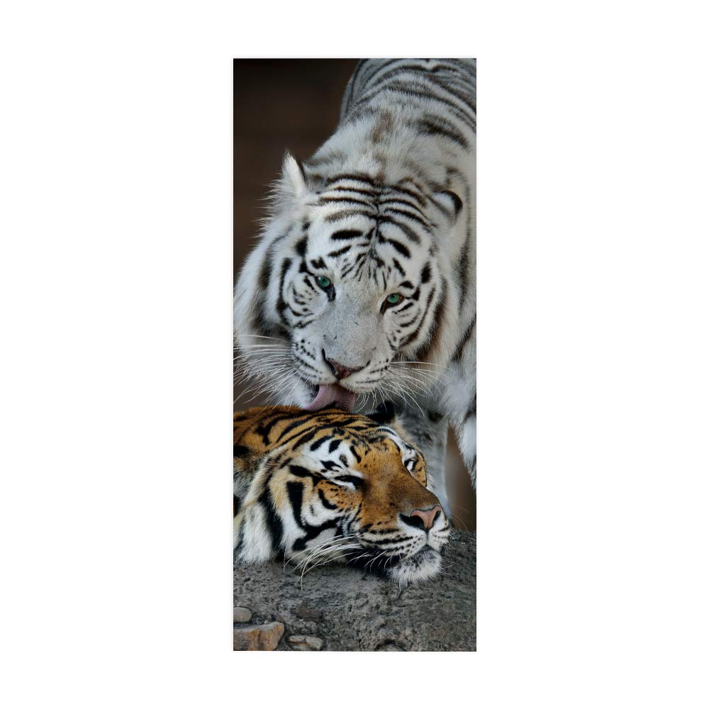 Sticker porte 3D tigre adhésif et amovible pour décoration murale de chambre 77x200 cm