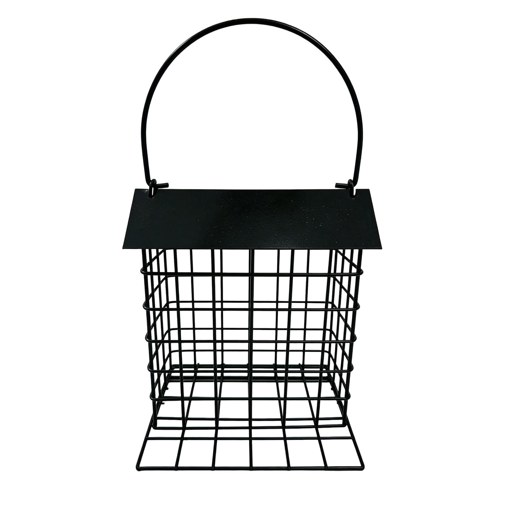Suet Block Feeder, Suet Feeders for Outside Hanging, Squirrel Proof Metal Suets Cake Holder, Cage Bird Feeder for Wild Birds (Black)