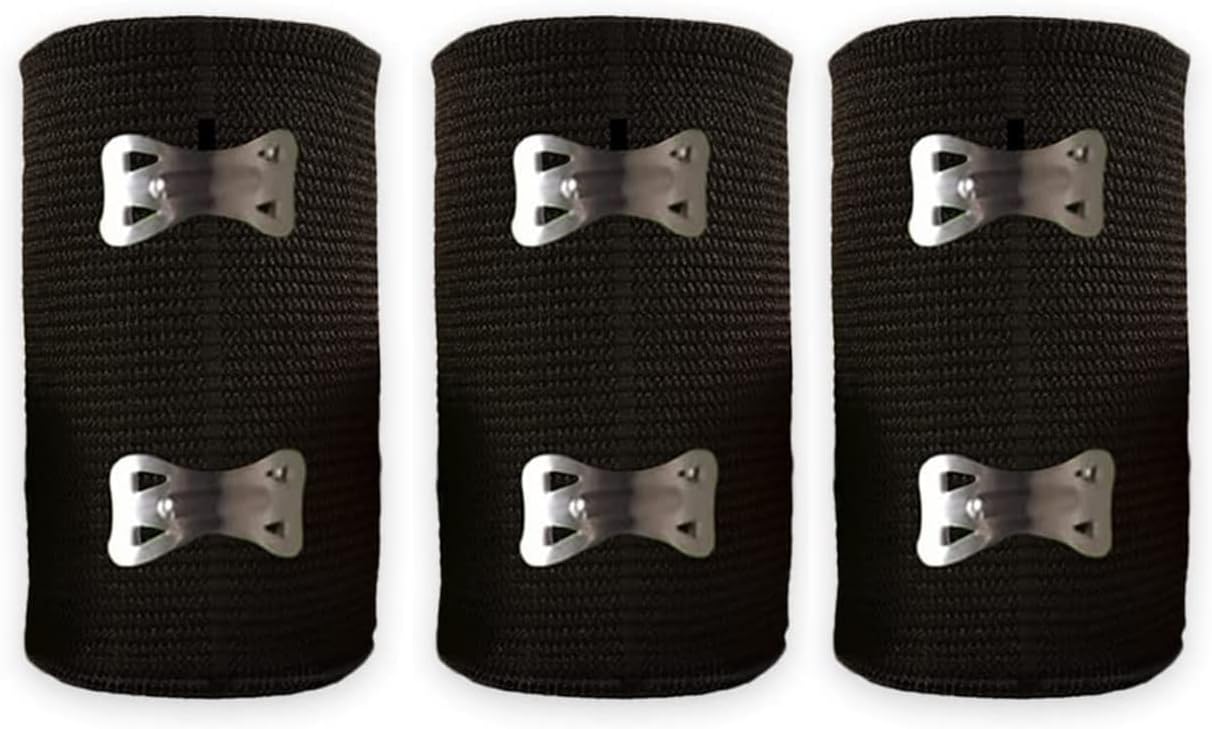 Elastic Bandage wrap with Closures Clips, Mixed Colors Comfortable Design, Support for Ankle, Knee Claves Wrist arm Leg sprains First Aid Compression Roll 3” W x 5.4 yds L (Black Color 3-Pack)