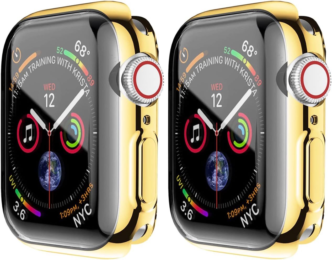 HANKN 2 Pack Soft TPU Case for Apple Watch Series 9 8 7 6 5 SE Ultra Screen Protector Case, Full Coverage Shockproof Iwatch Bumper Cover