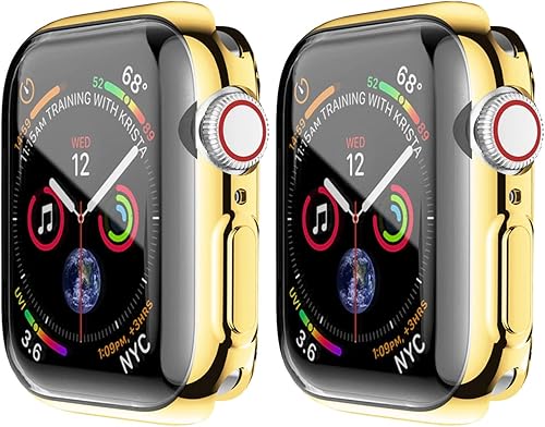 HANKN Paquete de 2 fundas protectoras de pantalla para Apple Watch Series 6, 5, 4, SE, de 1.73 pulgadas, TPU suave, cobertura completa, protección