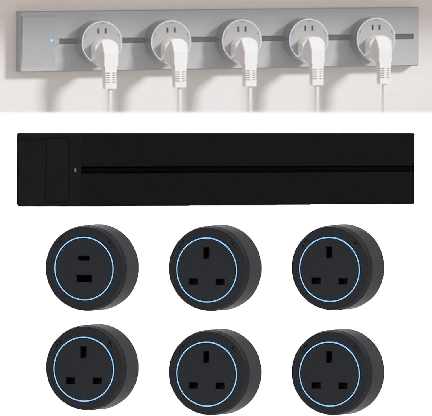 Regleta De Enchufes Power Track, Riel Deslizante De Pared De 8000 W con Adaptadores De Enchufe De 2500 W, Tomas De Corriente Giratorias Y Móviles para Cocina, Oficina Y Hogar. Black 80cm